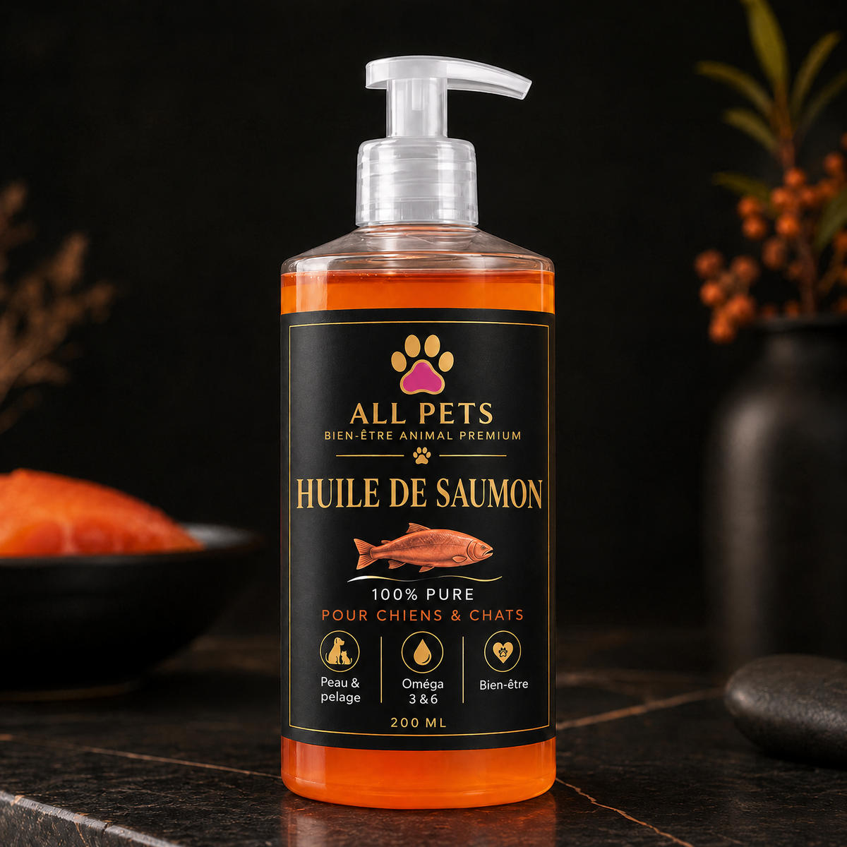 Flacon pompe huile de saumon 200 ml
