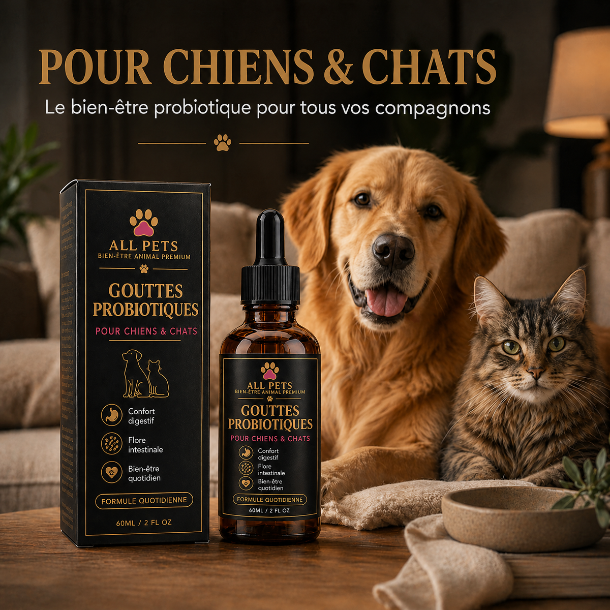 Gouttes probiotiques pour chiens et chats